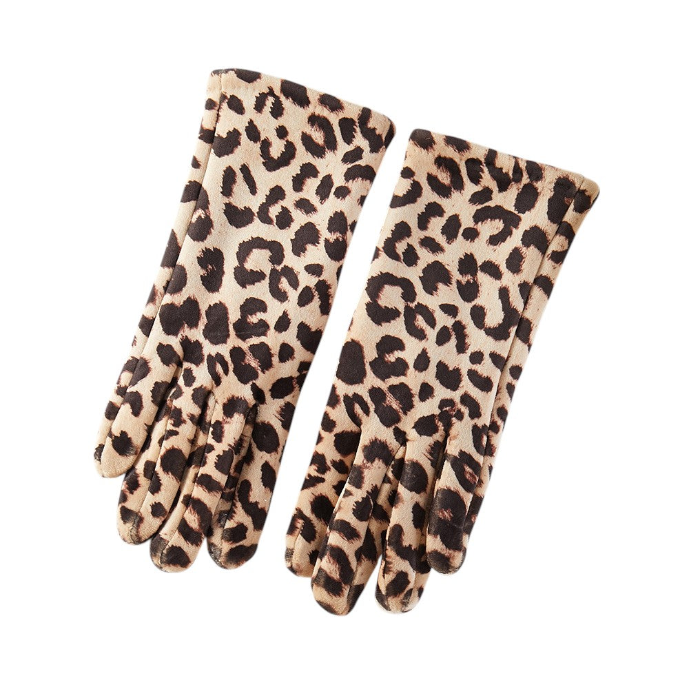 Brown, Leopard, Light Fashion-forward winter gloves featuring a bold leopard pattern and smart touch functionality for everyday convenience. Designed for cold-weather styling, these gloves offer a sleek fit ideal for daily wear, gifting, or boutique displays while balancing comfort, practicality, and trend-driven appeal.