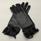 Madeline Love Black Dressy Sheer Lace Satin Bow Trim Gloves - Wedding & Bridal - desc
