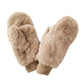 Camel Solid Faux Fur Open Up Mitten Gloves