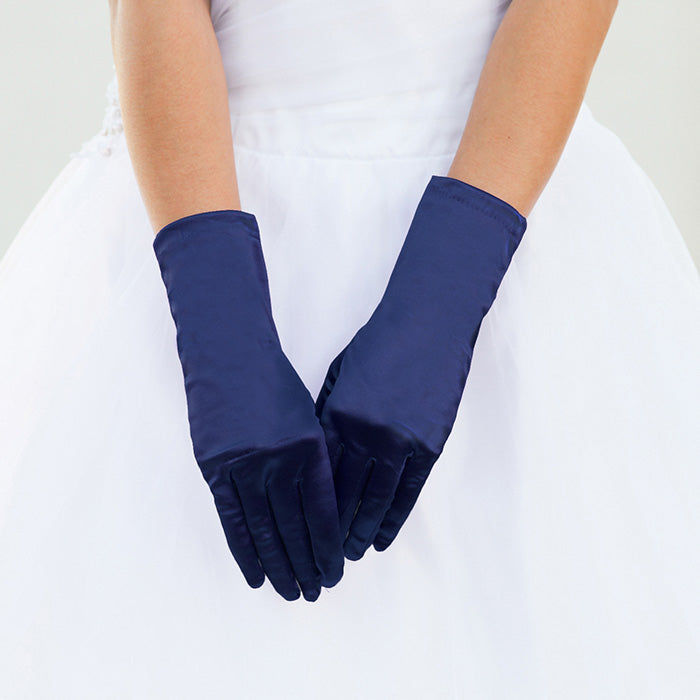 Navy Dressy Satin Wedding Gloves are designed to add a touch of sophistication and style to any wedding attire. Made with high-quality satin fabric, they are comfortable to wear and provide a perfect fit. Enhance your wedding look with these chic gloves.