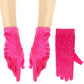 Madeline Love Fuchsia Stone Embellished Dressy Satin Wedding Gloves - Wedding & Bridal - extra