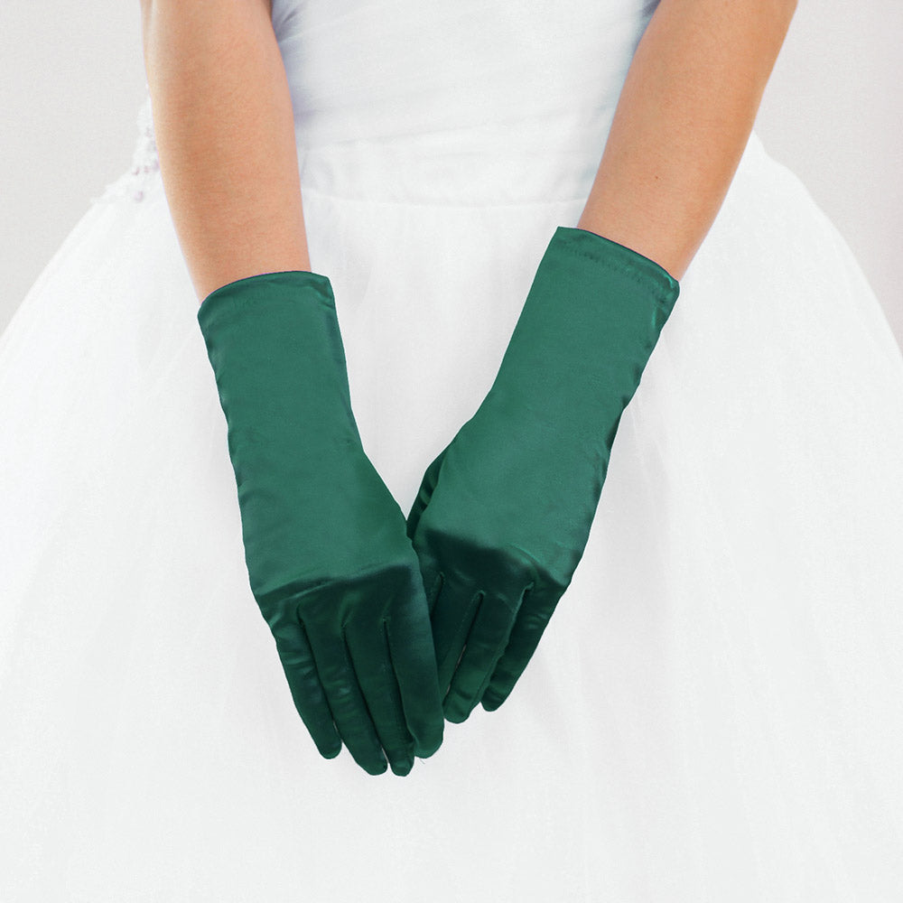 Green Dressy Satin Wedding Gloves are designed to add a touch of sophistication and style to any wedding attire. Made with high-quality satin fabric, they are comfortable to wear and provide a perfect fit. Enhance your wedding look with these chic gloves.
