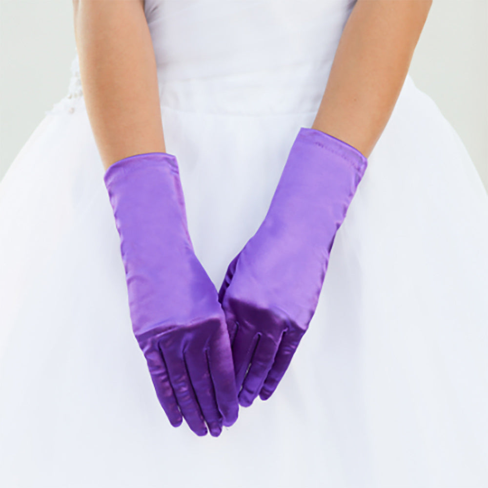 Purple Dressy Satin Wedding Gloves are designed to add a touch of sophistication and style to any wedding attire. Made with high-quality satin fabric, they are comfortable to wear and provide a perfect fit. Enhance your wedding look with these chic gloves.
