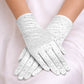 Madeline Love White Stone Embellished Dressy Satin Wedding Gloves - Wedding & Bridal