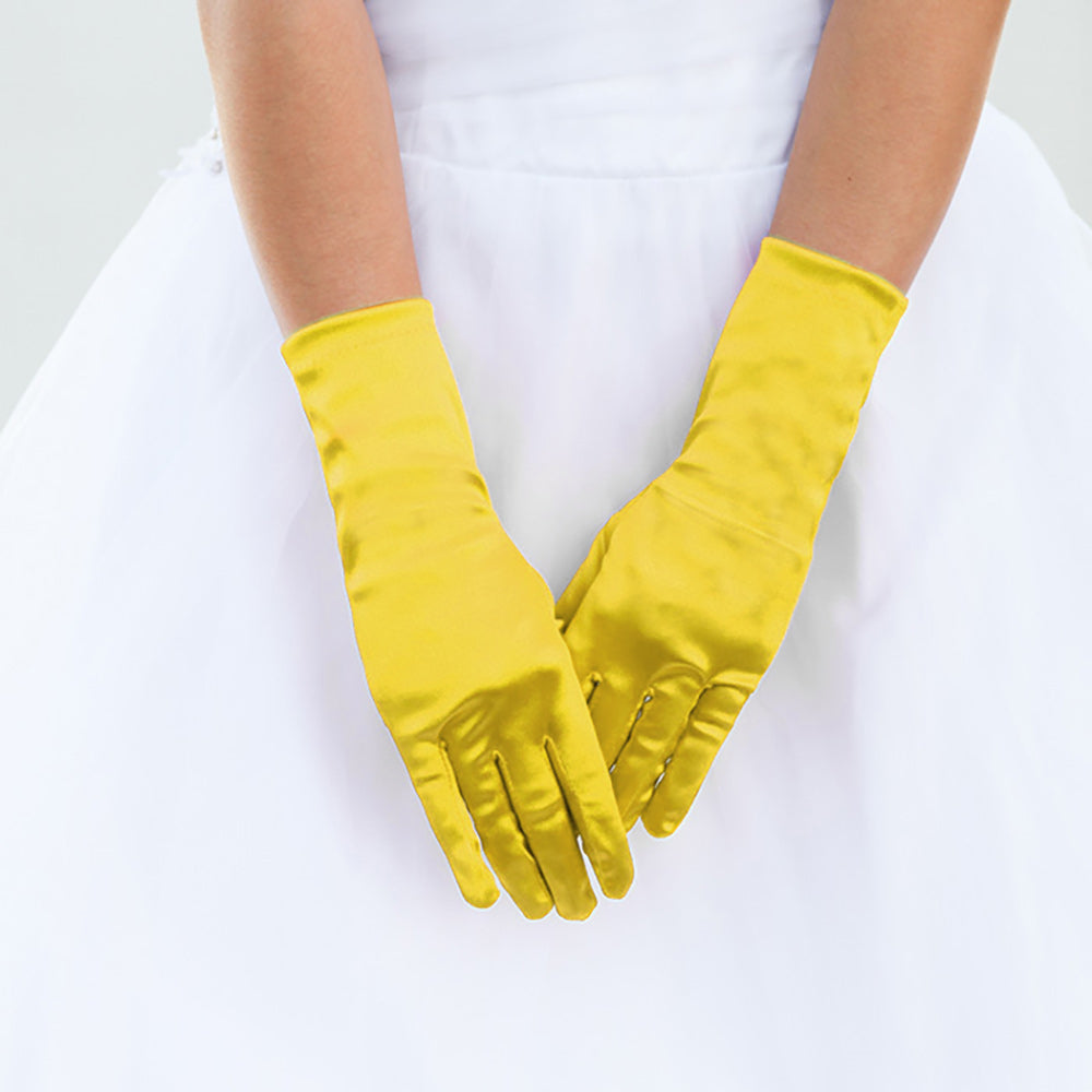 Yellow Dressy Satin Wedding Gloves are designed to add a touch of sophistication and style to any wedding attire. Made with high-quality satin fabric, they are comfortable to wear and provide a perfect fit. Enhance your wedding look with these chic gloves.