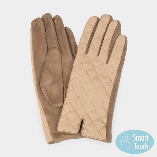 Beige Quilted Touch Smart Gloves