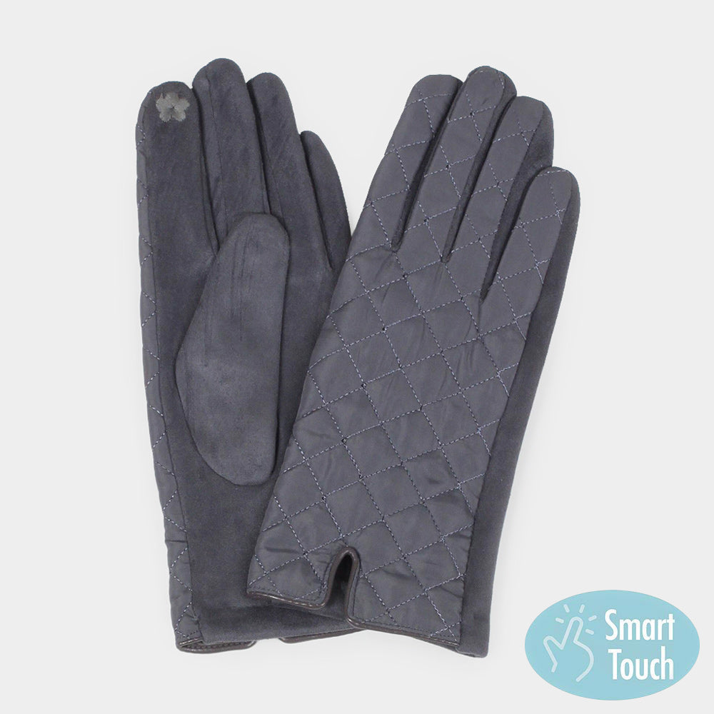 Gray Quilted Touch Smart Gloves