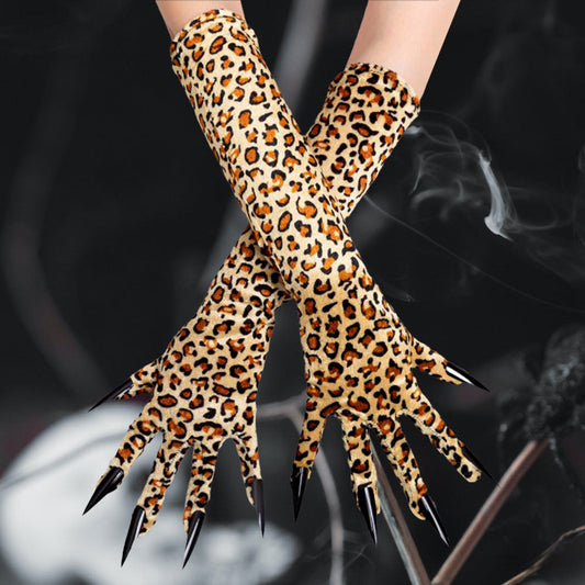 Madeline Love Leopard Leopard Patterned Long Nails Claws Gloves - Jewelry