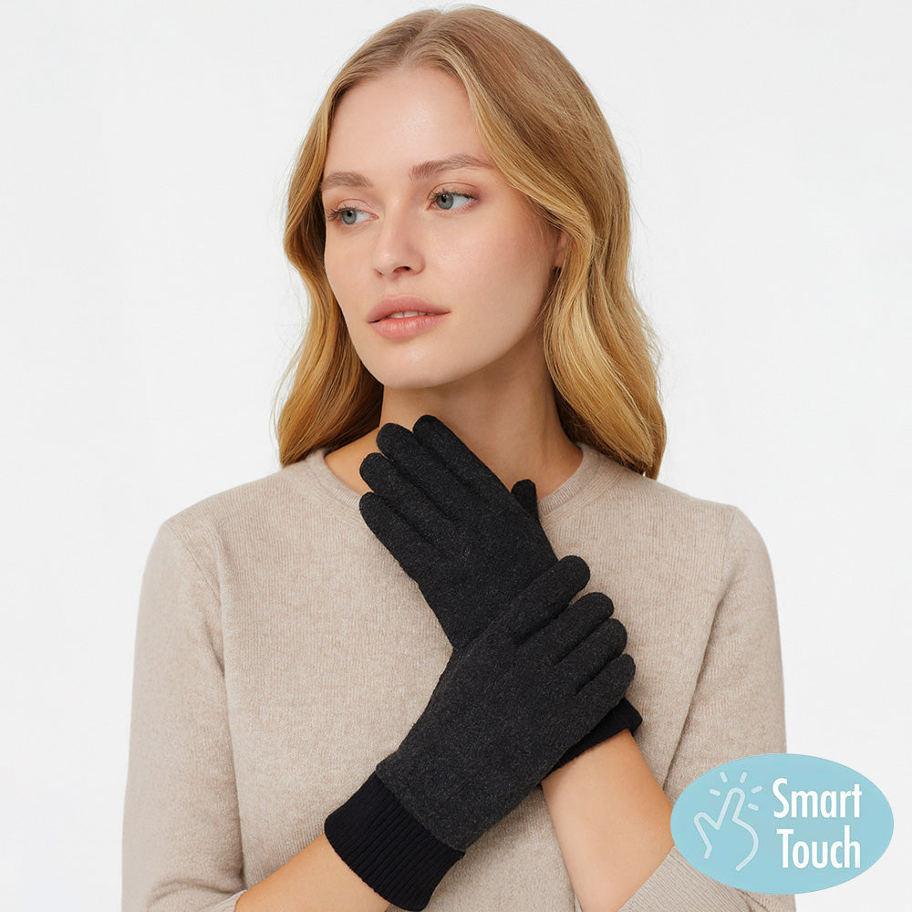Madeline Love Black Classic Knit Winter Touch Smart Gloves - Jewelry