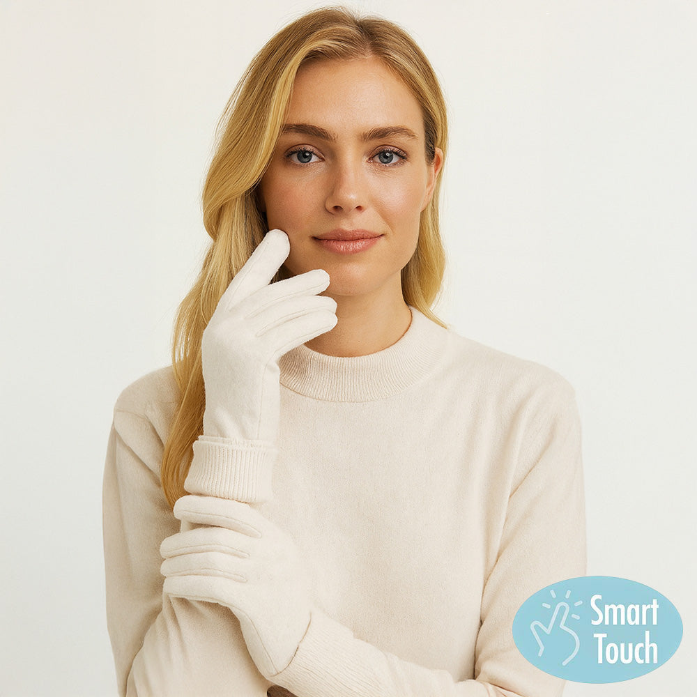 Madeline Love Ivory Classic Knit Winter Touch Smart Gloves - Jewelry