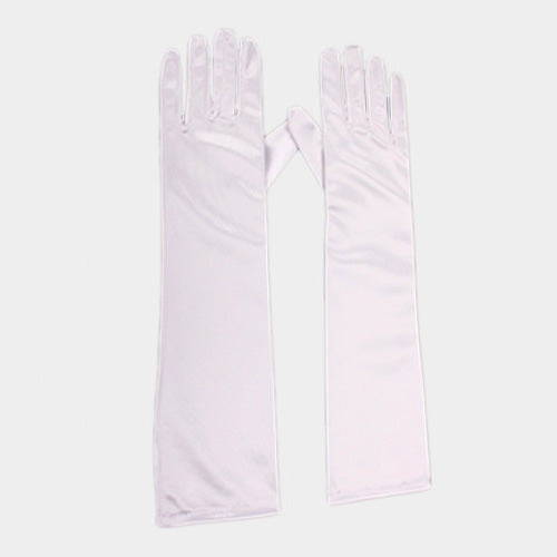 White Dressy Satin Long Wedding Gloves feature a smooth, lustrous finish that adds timeless elegance to bridal and formal ensembles. Designed for a comfortable long fit, they provide a polished look while allowing ease of movement throughout your special occasion.