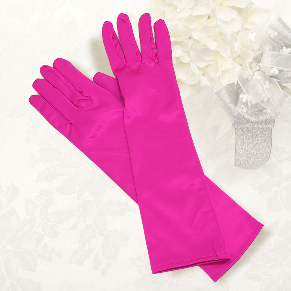 Madeline Love Fuchsia Dressy satin gloves - Wedding & Bridal