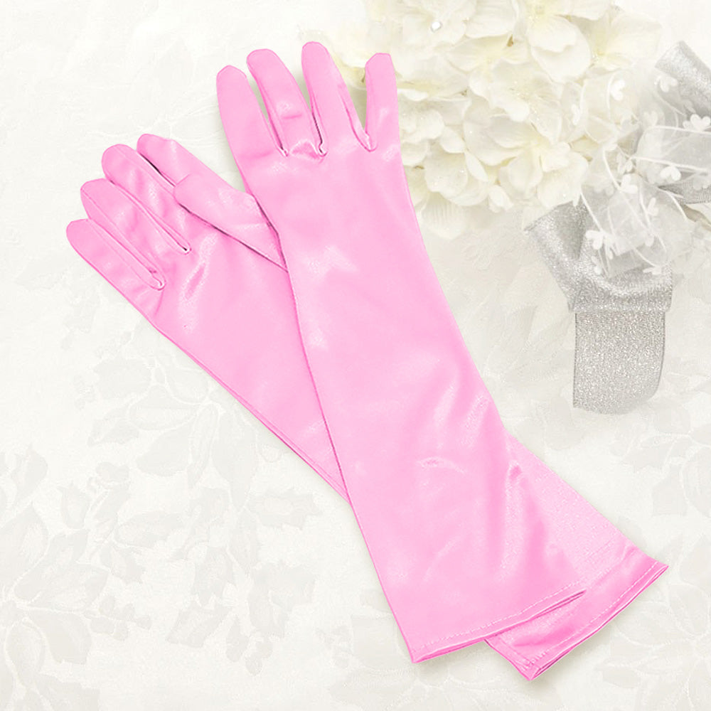Madeline Love Pink Dressy satin gloves - Wedding & Bridal