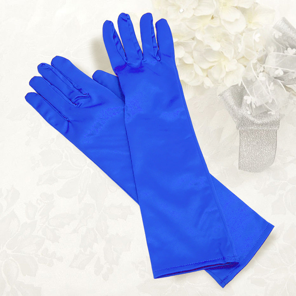 Madeline Love Royal Blue Dressy satin gloves - Wedding & Bridal