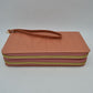 Geometric Stitched Double Zipper Wallet with Wristlet Strap - Blush - Wallets