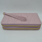 Geometric Stitched Double Zipper Wallet with Wristlet Strap - Lavender - Wallets
