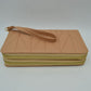 Geometric Stitched Double Zipper Wallet with Wristlet Strap - Taupe - Wallets