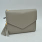 Envelope Flap Compact Wallet with Tassel Charm - Gray - Wallets
