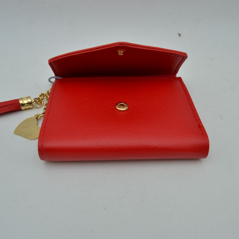 Envelope Flap Compact Wallet with Tassel Charm - Wallets