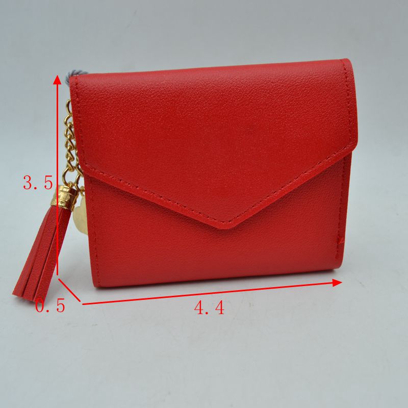 Envelope Flap Compact Wallet with Tassel Charm - Wallets