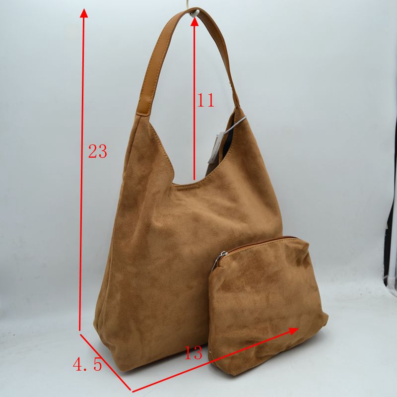 Slouchy Hobo Shoulder Bag with Removable Zipper Pouch - Shoulder Bag