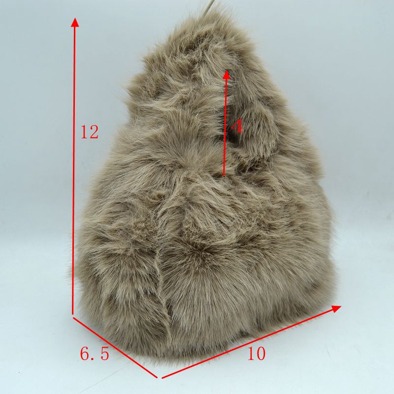 Fluffy Shaggy Plush Handbag with Integrated Top Handle - Handbags