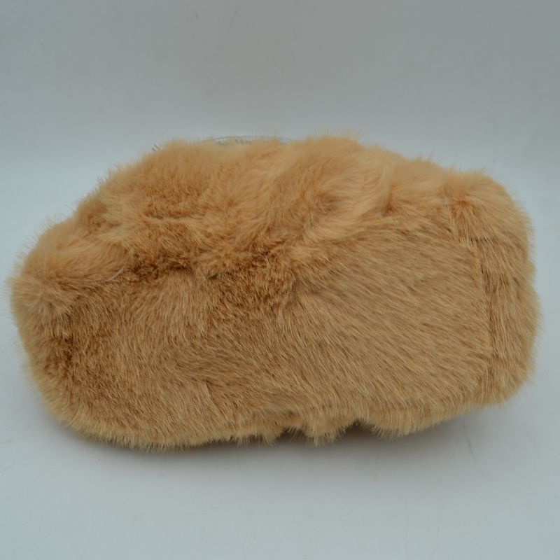 Plush Faux Fur Handbag with Rhinestone Handles and Chain Strap - HandBag