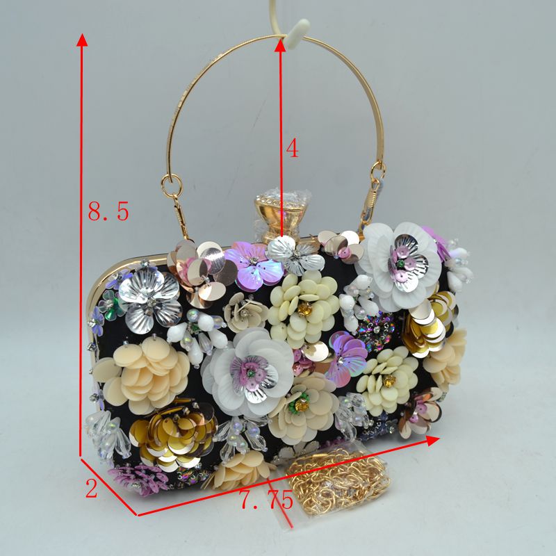 Fleur Sequin Garden Hard Case Clutch - Evening Bags