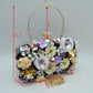 Fleur Sequin Garden Hard Case Clutch - Evening Bags