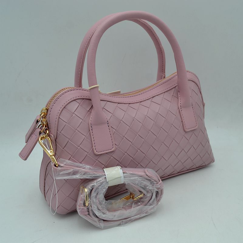 Structured Woven Satchel Bag with Hanging Clochette Accent - Blush - Satchel Bag