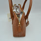 Structured Woven Satchel Bag with Hanging Clochette Accent - Satchel Bag