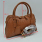 Structured Woven Satchel Bag with Hanging Clochette Accent - Satchel Bag