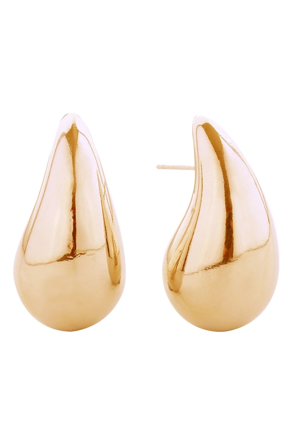 Gold Delicate raindrop-shaped post earrings crafted from hypoallergenic brass and dipped in 14K gold or white gold. Designed for everyday wear, these lightweight studs feature a timeless silhouette that complements any look. Lead and nickel compliant for sensitive skin. Expertly made in Korea.
