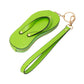 Green Faux Leather Flip-flop Mini Wristlet Bag Charm Coin Purse offers a convenient and stylish way to carry your essentials. Made from durable faux leather, this mini wristlet bag doubles as a charm for your larger bag. Keep your coins, keys, or credit cards easily accessible with this sleek and functional accessory.