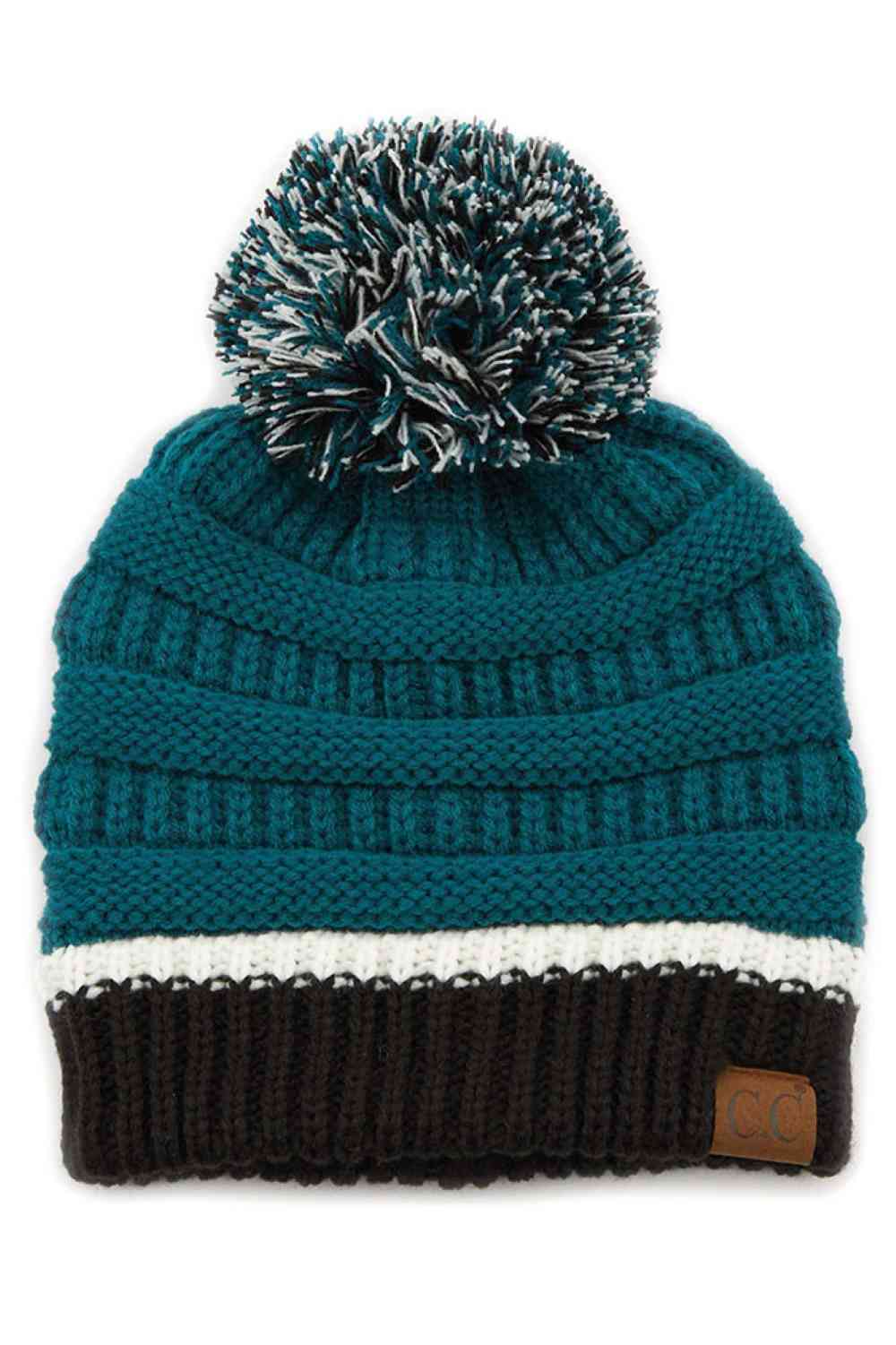 Green Black The C.C Team Color Ribbed Beanie combines style and comfort in one versatile piece. Crafted from 100% acrylic, this beanie features a classic ribbed knit design with a playful pom on top, making it perfect for staying warm during chilly days.