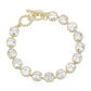 14K Gold Plated Square CZ Stone Link Evening Toggle Bracelet - Gold - Bracelet