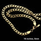 Gold 16 INCH, 5mm Stainless Steel Cuban Chain Necklace is a versatile and durable accessory for any style. Made of high-quality stainless steel, it is resistant to tarnishing and comfortable to wear. The 5mm width adds a sleek and modern touch. Elevate your look with this expertly crafted chain.