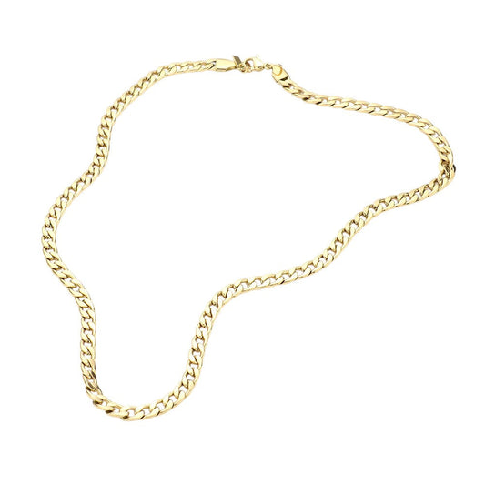 Gold 16 INCH, 5mm Stainless Steel Cuban Chain Necklace is a versatile and durable accessory for any style. Made of high-quality stainless steel, it is resistant to tarnishing and comfortable to wear. The 5mm width adds a sleek and modern touch. Elevate your look with this expertly crafted chain.
