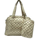 2-in-1 Large Quilted Tote Bag with Pouch - Gold - Tote Bag