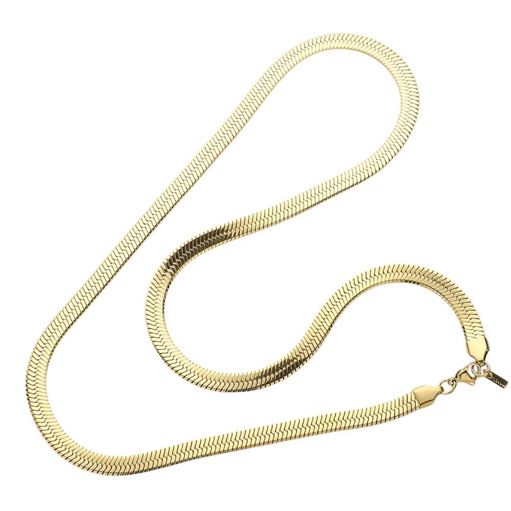 Gold 24-inch, 7mm Stainless Steel Herringbone Chain Necklace offers a classic and durable design for everyday wear. Made from high-quality stainless steel, it provides both strength and style. The herringbone pattern adds a touch of sophistication, making it a versatile accessory for any outfit.
