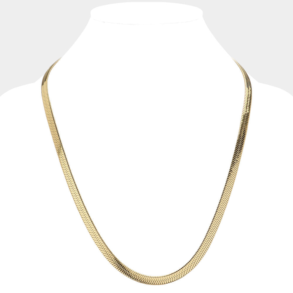 Gold 24-inch, 7mm Stainless Steel Herringbone Chain Necklace offers a classic and durable design for everyday wear. Made from high-quality stainless steel, it provides both strength and style. The herringbone pattern adds a touch of sophistication, making it a versatile accessory for any outfit.