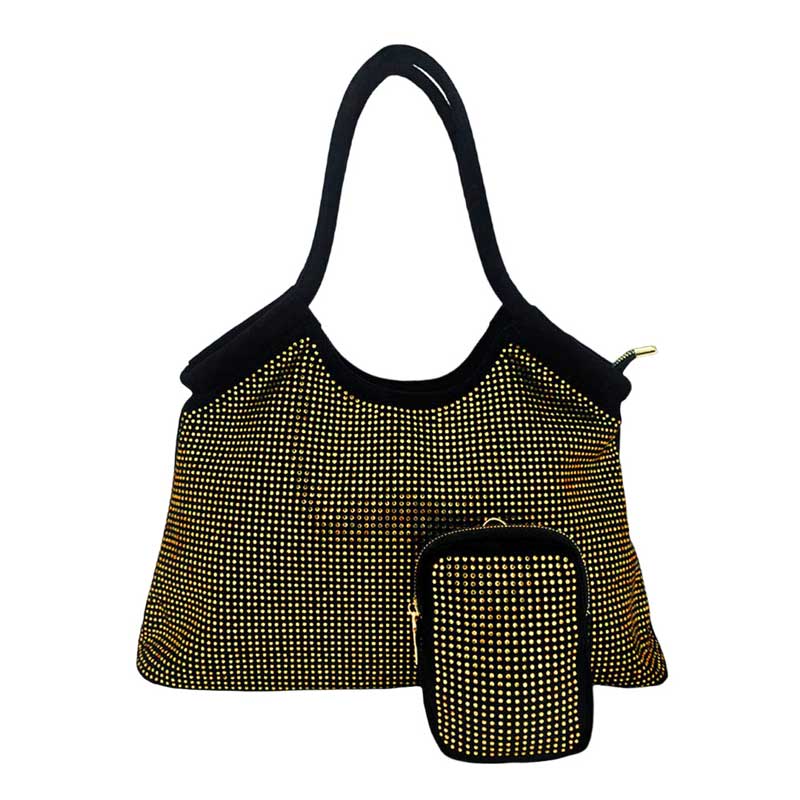 Gold 2Pcs Bling Shoulder Bag and Mini Pouch Bag Set, this shoulder bag and mini pouch bag set is versatile enough for wearing through the week, simple and leisurely, elegant and fashionable, suitable for women of all ages, and ultra-lightweight to carry around all day. The interior has enough capacity for keys, phones, cards, sunglasses, purses, lipsticks, books, and water bottles. This bling shoulder bag and mini pouch bag set can hold up all your daily necessities.