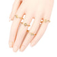 4PCS - LOVE Rhinestone Embellished Message Rings features the word "LOVE" in a sleek, polished design. Each ring is crafted to deliver a subtle sparkle, making them ideal for layering or wearing alone to add a sophisticated statement to any outfit. Perfect for expressing sentiment through elegant accessories, these rings blend durable craftsmanship with refined aesthetics, suitable for everyday wear or special occasions. 