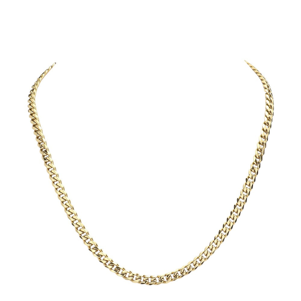 Gold 6 diamond cut stainless steel chain necklace is a versatile and durable accessory, designed to add a touch of sophistication to any outfit. With its 6.2mm width and 20 inch length, it offers a sleek and stylish look while remaining comfortable to wear. Made from high quality materials, it is built to last and can be worn for any occasion. 