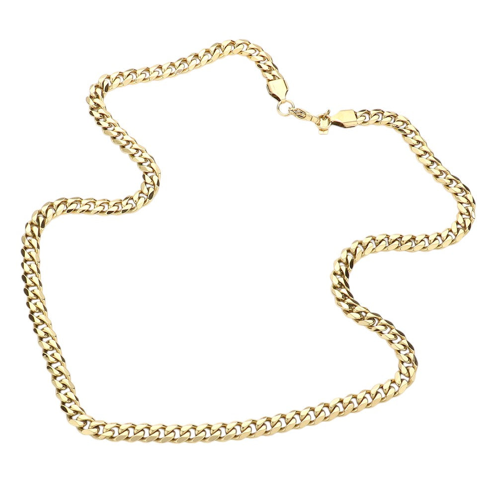 Gold 6 diamond cut stainless steel chain necklace is a versatile and durable accessory, designed to add a touch of sophistication to any outfit. With its 6.2mm width and 20 inch length, it offers a sleek and stylish look while remaining comfortable to wear. Made from high quality materials, it is built to last and can be worn for any occasion. 