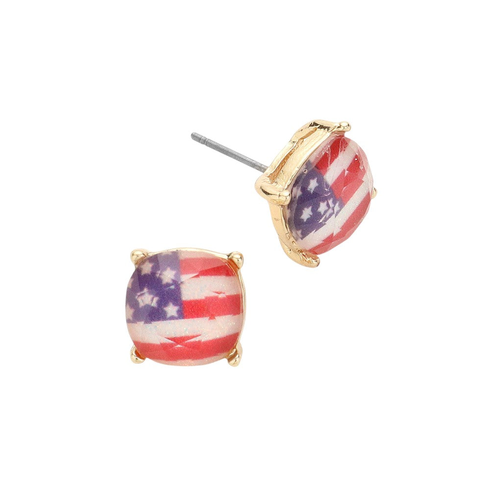 Gold American USA Flag Stud Earrings feature authentic stars and stripes detailing with premium enamel work. The hypoallergenic posts ensure all-day comfort while the patriotic design maintains structural integrity through superior manufacturing techniques. Ideal for national holidays or as an everyday expression of American pride, these earrings deliver professional-grade quality with balanced proportions and exceptional color fidelity.