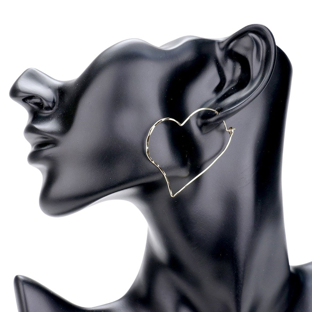 Brass Metal Heart Earrings