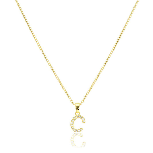 Gold C Stainless Steel CZ Stone Paved Monogram Pendant Necklace is a must-have for adding a touch of elegance to any outfit. Made with durable stainless steel and sparkling cubic zirconia stones, this necklace is a timeless piece that will elevate your style. Perfect for personalisation with your initials, this pendant necklace makes a thoughtful and stylish gift for yourself or a loved one