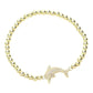 Gold CZ Stone Paved Dolphin Stainless Steel Ball Stretch Bracelet is perfect for adding a touch of elegance to any outfit. The CZ stones and stainless steel material make it durable and long-lasting. The stretch design allows for a comfortable fit for all wrist sizes.