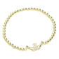 CZ Stone Paved Irish Claddagh Stainless Steel Ball Stretch Bracelet - Gold - Bracelets